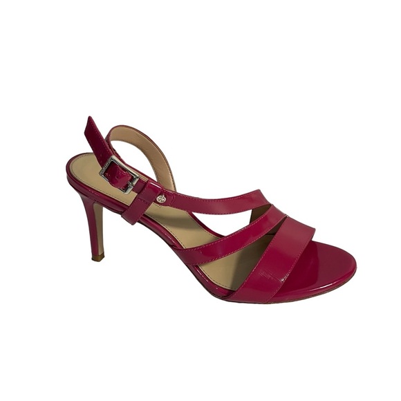 Antonio Melani Hot Pink Patent Leather Strappy Slingback Heels Sandals Sz 7.5 - Picture 5 of 10
